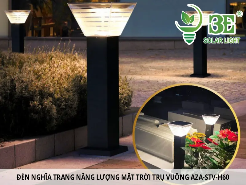 Đèn nghĩa trang năng lượng mặt trời trụ vuông AZA-STV-H60