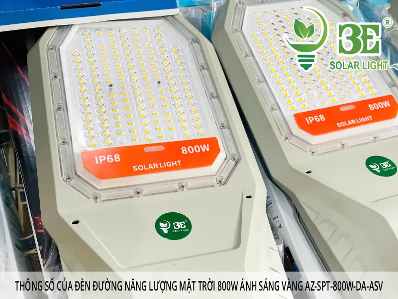 Thông số của đèn đường năng lượng mặt trời 800w ánh sáng vàng AZ-SPT-800W-DA-ASV