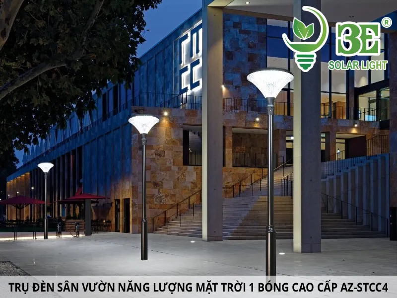Trụ đèn sân vườn năng lượng mặt trời 1 bóng cao cấp AZ-STCC4