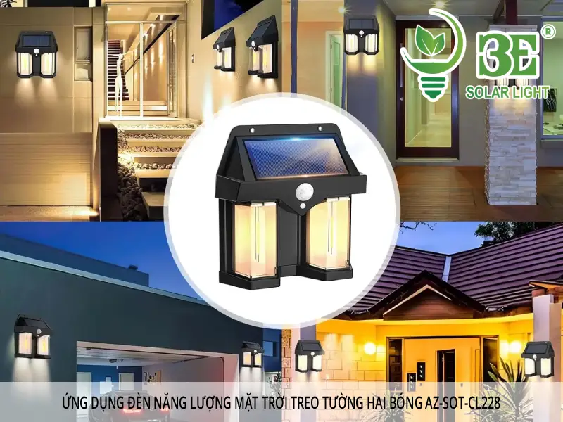 Ứng dụng đèn năng lượng mặt trời treo tường hai bóng AZ-SOT-CL228