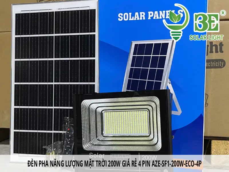 Đèn pha năng lượng mặt trời 200W giá rẻ 4 pin AZE-SF1-200W-ECO-4P