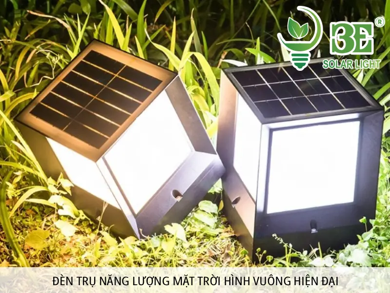 Đèn trụ năng lượng mặt trời hình vuông hiện đại