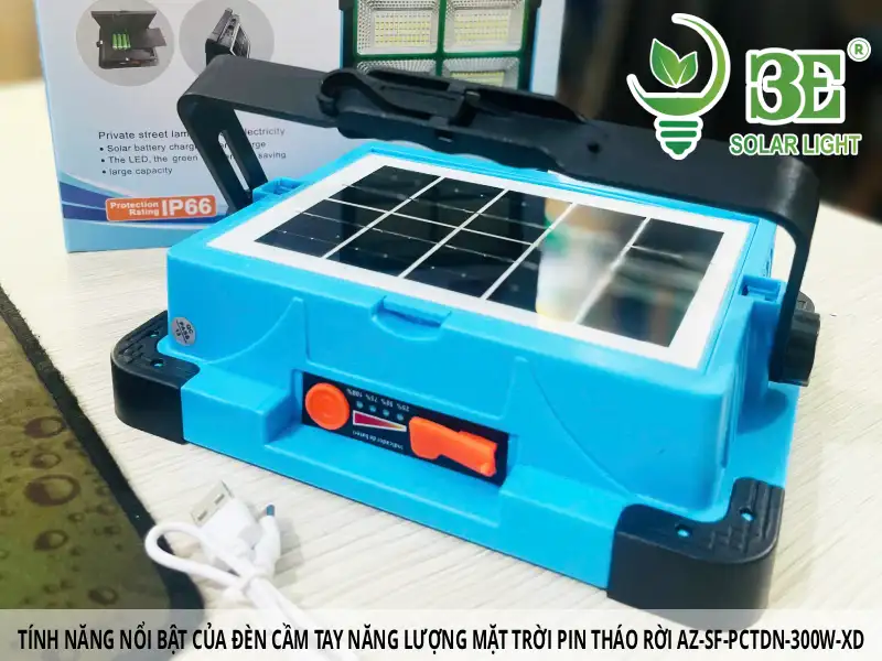 Tính năng nổi bật của đèn cầm tay năng lượng mặt trời pin tháo rời AZ-SF-PCTDN-300W-XD