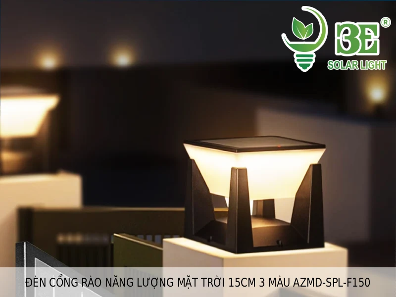 Đèn cổng rào năng lượng mặt trời 15cm 3 màu AZMD-SPL-F150