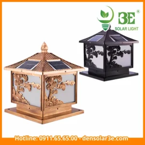 Đèn trụ cổng năng lượng mặt trời 25x25 hình cây tùng AZA-STCT25-4W