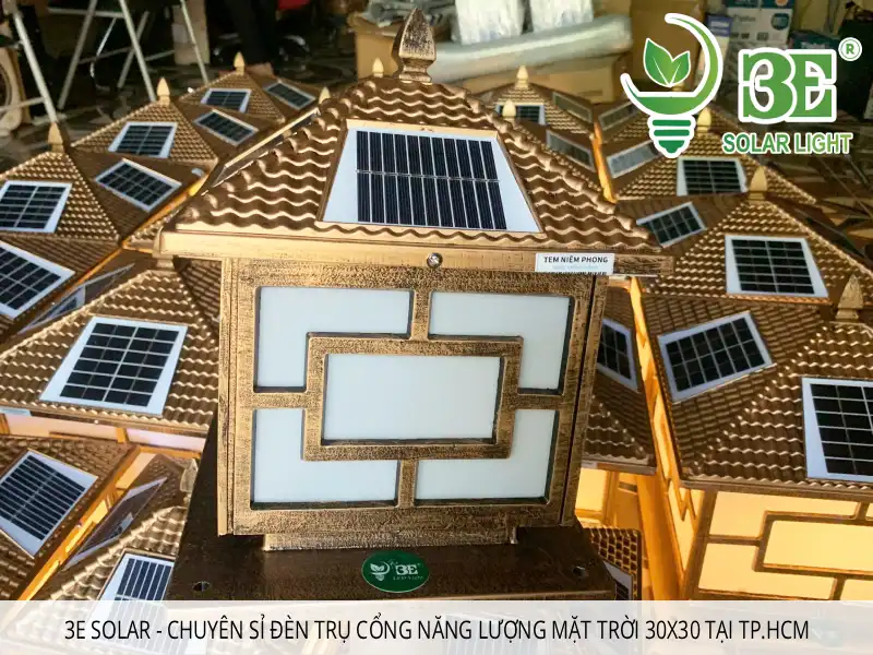3E Solar - Chuyên sỉ đèn trụ cổng năng lượng mặt trời 30x30 tại TP.HCM