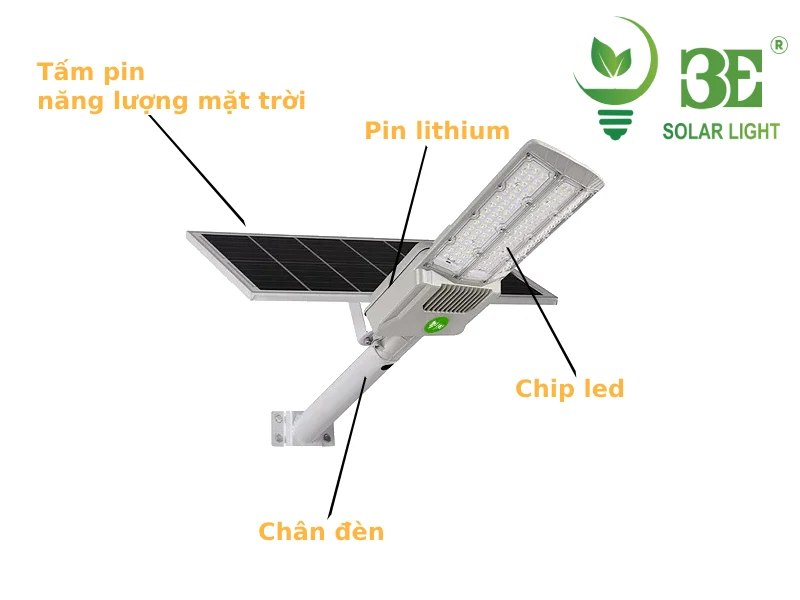 Cấu tạo đèn đường năng lượng mặt trời tấm pin rời