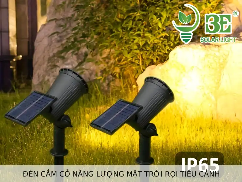 Đèn cắm cỏ năng lượng mặt trời rọi tiểu cảnh