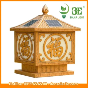 Đèn trụ cổng năng lượng mặt trời 25cm chữ phúc giá rẻ AZA-STCCP125