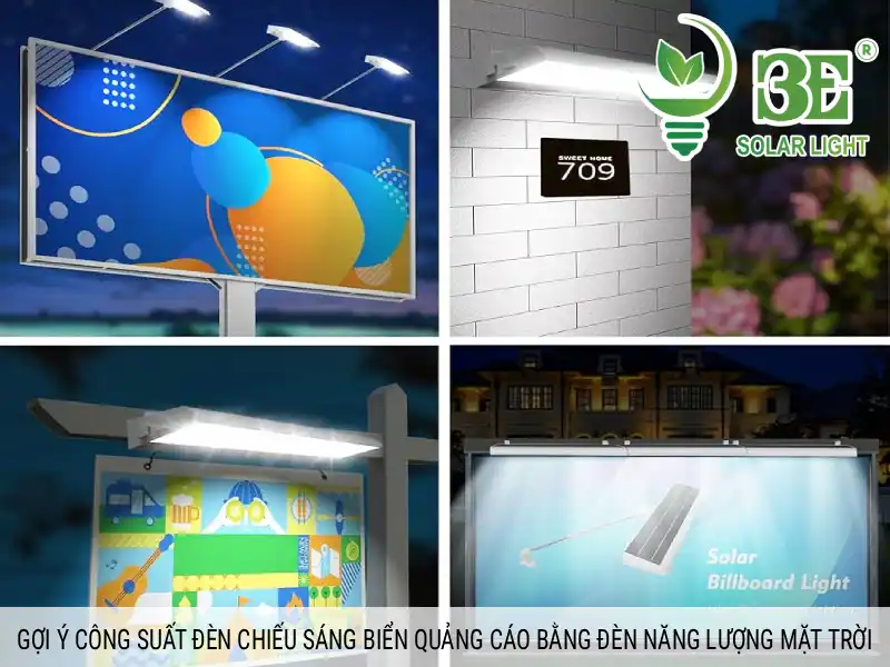 Gợi ý công suất đèn chiếu sáng biển quảng cáo bằng đèn năng lượng mặt trời