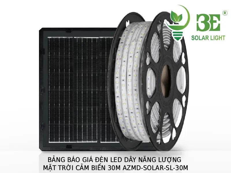 Bảng báo giá đèn led dây năng lượng mặt trời cảm biến 30m AZMD-SOLAR-SL-30M tại 3E SOLAR