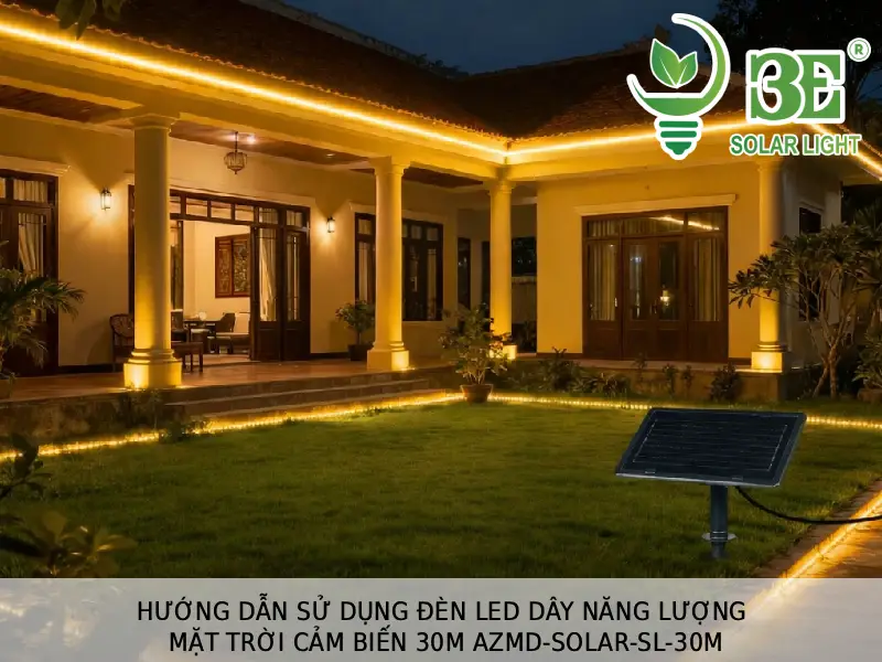 Hướng dẫn sử dụng đèn led dây năng lượng mặt trời cảm biến 30m AZMD-SOLAR-SL-30M tại 3E SOLAR
