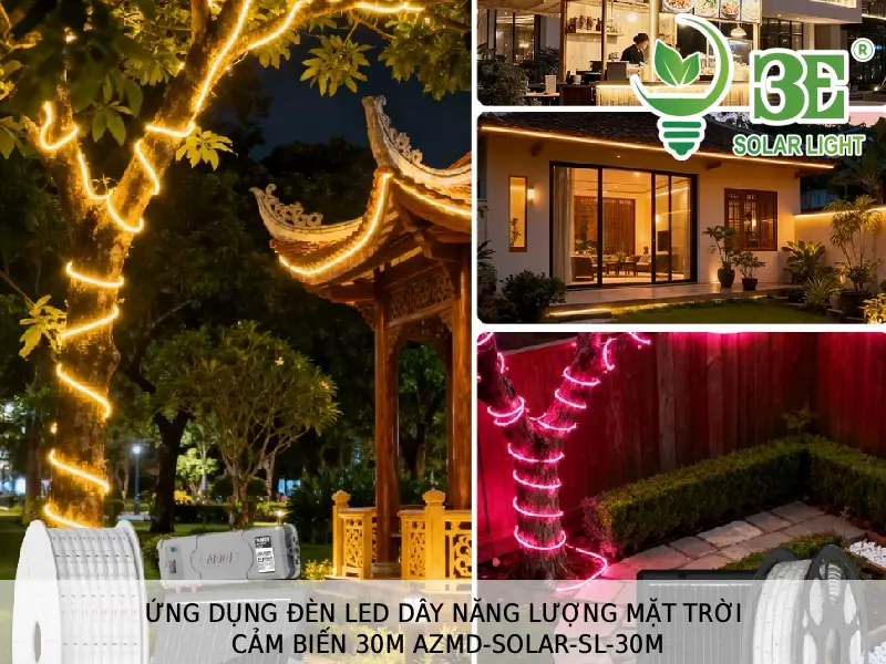 Ứng dụng đèn led dây năng lượng mặt trời cảm biến 30m AZMD-SOLAR-SL-30M tại 3E SOLAR