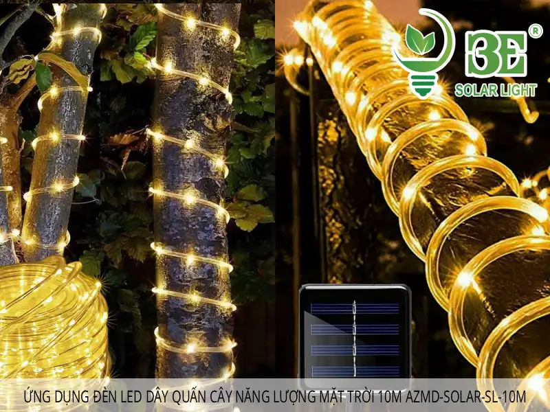 Ứng dụng đèn led dây quấn cây năng lượng mặt trời 10m AZMD-SOLAR-SL-10M