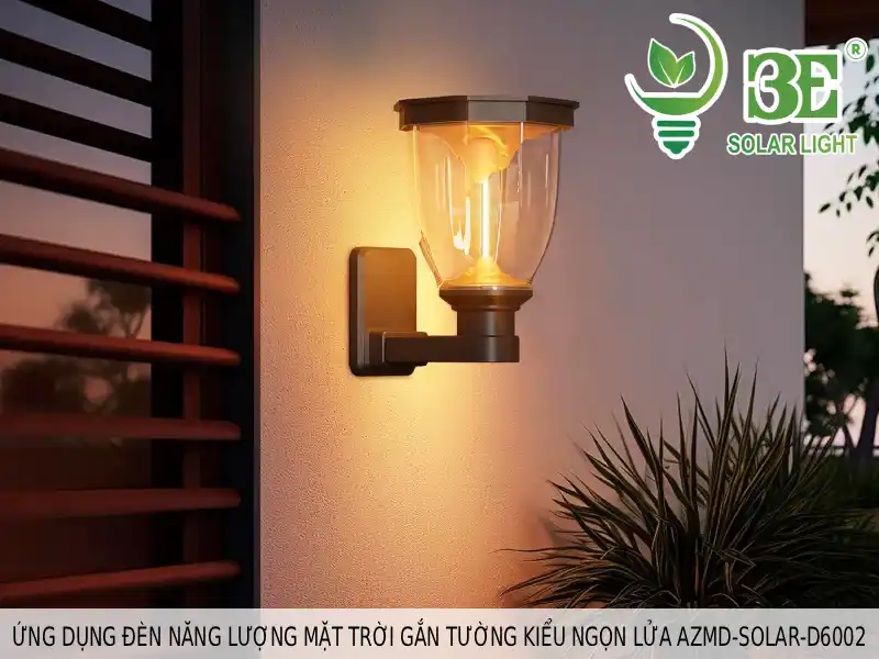 Ứng dụng đèn năng lượng mặt trời gắn tường kiểu ngọn lửa AZMD-SOLAR-D6002