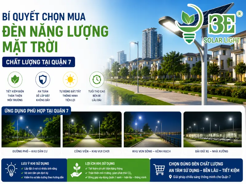 Bí quyết chọn mua đèn năng lượng mặt trời chất lượng tại Quận 7