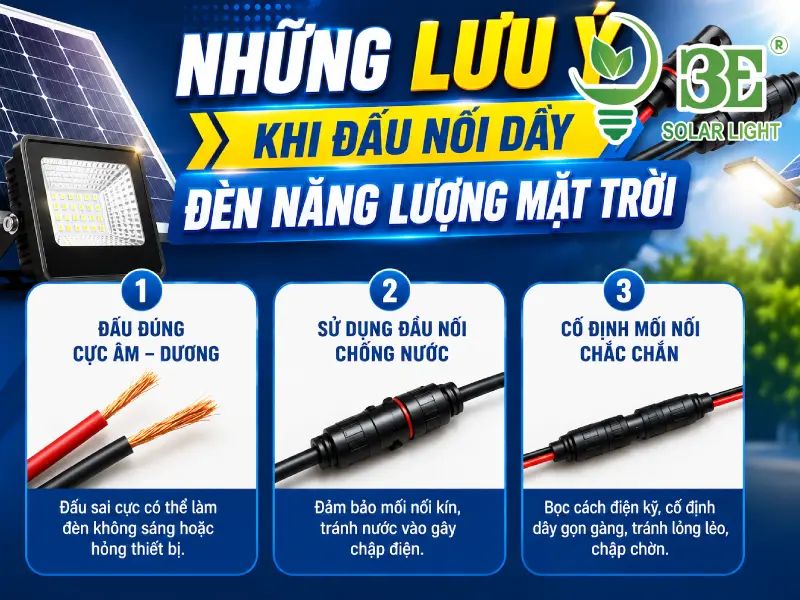 Những lưu ý khi đấu nối dây đèn năng lượng mặt trời