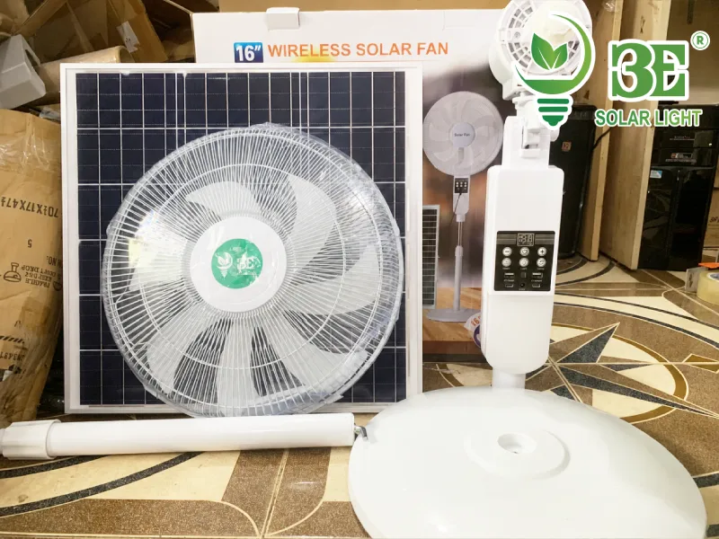 3E Solar - Bảng giá quạt đứng năng lượng mặt trời 7 cánh có đèn LED AZ-SQCD-16