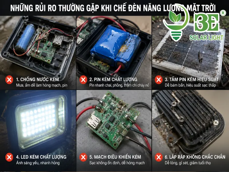 Những rủi ro thường gặp khi chế đèn năng lượng mặt trời