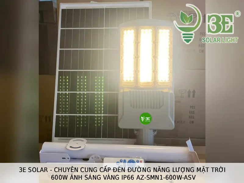 3E SOLAR - Chuyên cung cấp đèn đường năng lượng mặt trời 600W ánh sáng vàng IP66 AZ-SMN1-600W-ASV tại ZODIAC