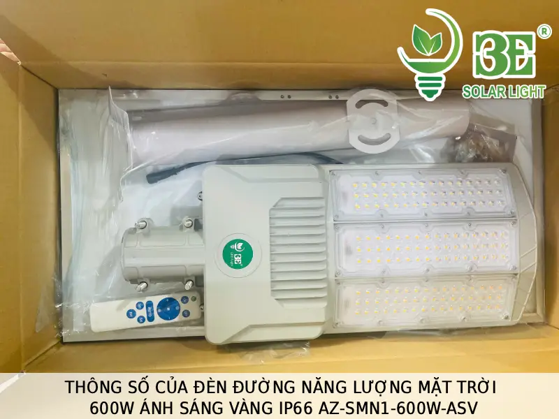 Thông số của đèn đường năng lượng mặt trời 600W ánh sáng vàng IP66 AZ-SMN1-600W-ASV tại 3E SOLAR