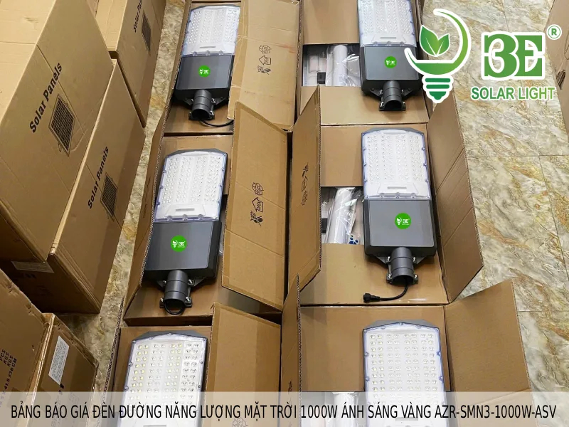 Bảng báo giá đèn đường năng lượng mặt trời 1000W ánh sáng vàng AZR-SMN3-1000W-ASV