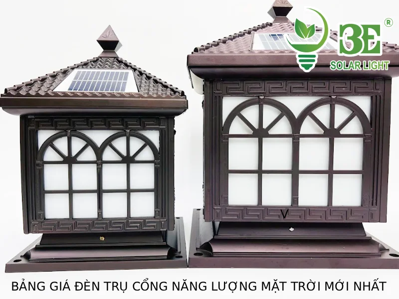 Bảng giá đèn trụ cổng năng lượng mặt trời mới nhất