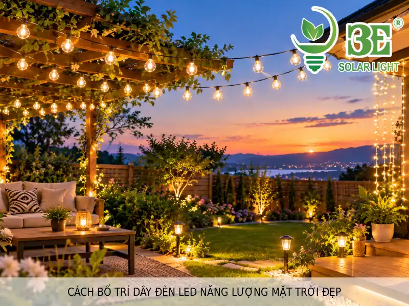 Cách bố trí dây đèn LED năng lượng mặt trời đẹp