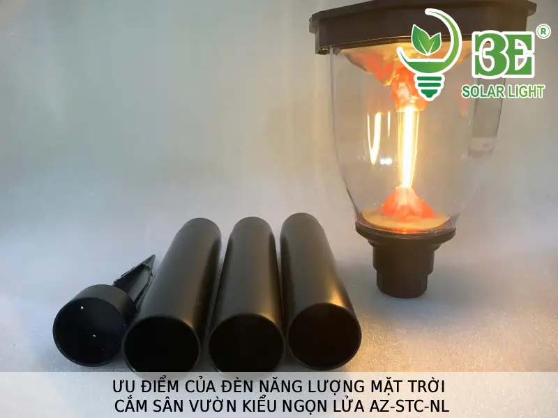 Ưu điểm của đèn năng lượng mặt trời cắm sân vườn kiểu ngọn lửa AZ-STC-NL tại 3E SOLAR