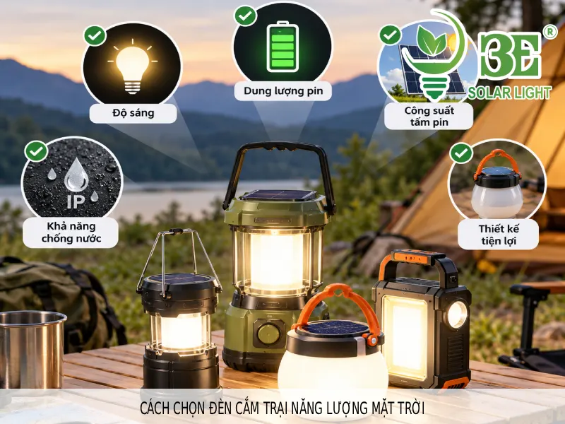 Cách chọn đèn cắm trại năng lượng mặt trời