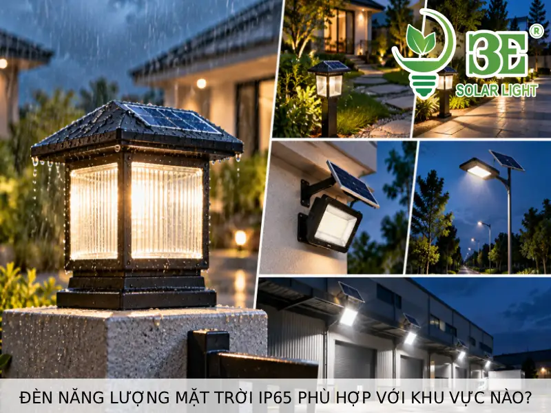 Đèn năng lượng mặt trời IP65 phù hợp với khu vực nào