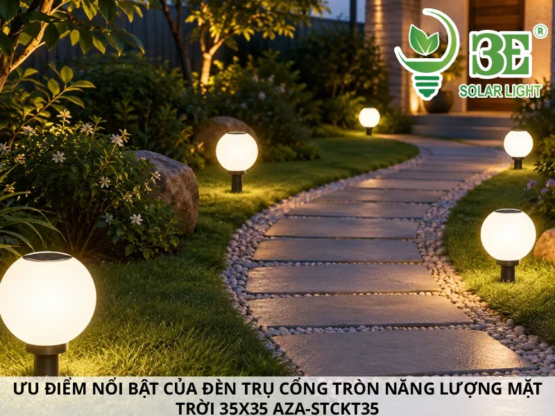 Ưu điểm nổi bật của đèn trụ cổng tròn năng lượng mặt trời 35x35 AZA-STCKT35